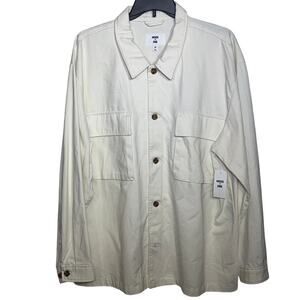 Mode of One Men's Relaxed-Fit Utility Shirt Jacket Natural XXL $70